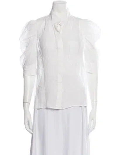 Pre-owned Frame Three-quarter Sleeve Blouse In White