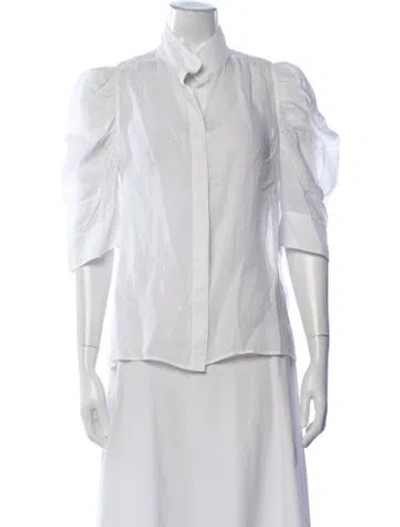 Pre-owned Frame Three-quarter Sleeve Blouse In White