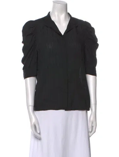 Pre-owned Frame Three-quarter Sleeve Button-up Top In Black