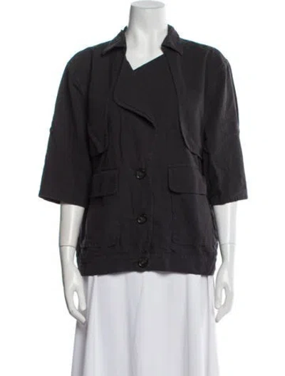 Pre-owned Frame Three-quarter Sleeve Button-up Top In Gray
