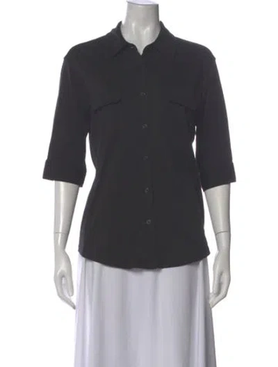 Pre-owned Frame Three-quarter Sleeve Button-up Top In Gray