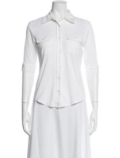 Pre-owned Frame Three-quarter Sleeve Button-up Top In Multi