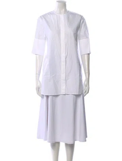 Pre-owned Frame Three-quarter Sleeve Button-up Top In White