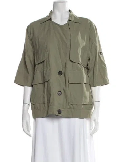 Pre-owned Frame Three-quarter Sleeve Top In Green