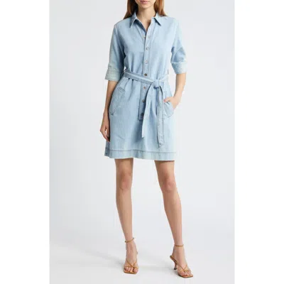 Frame Tie Belt Denim Shirtdress In Calabria
