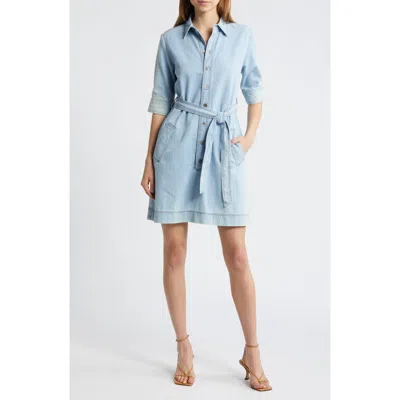 Frame Tie Belt Denim Shirtdress In Calabria