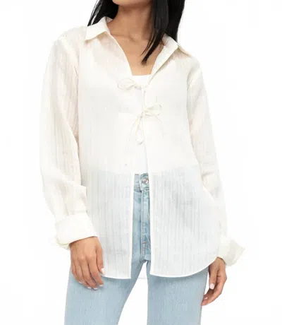 Frame Tie Front Blouse In Bone In White