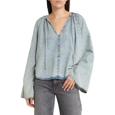 FRAME FRAME TIE NECK DENIM TOP