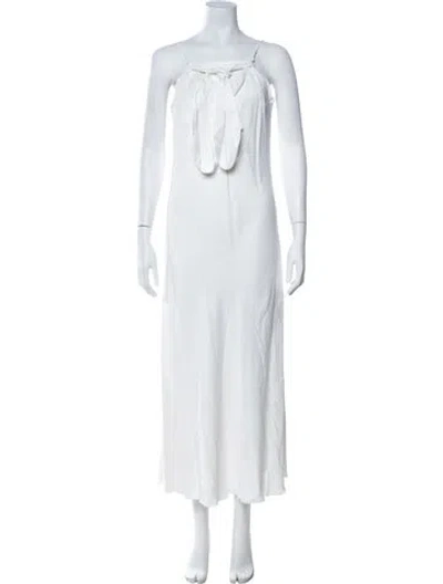 Pre-owned Frame Tie Neck Long Dress In Neutrals