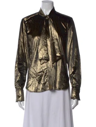 Pre-owned Frame Tie Neck Long Sleeve Blouse