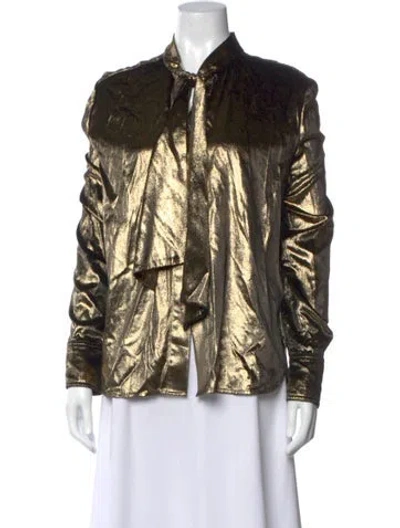 Pre-owned Frame Tie Neck Long Sleeve Blouse