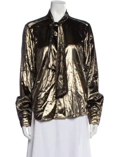 Pre-owned Frame Tie Neck Long Sleeve Blouse W/ Tags