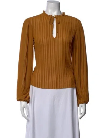 Pre-owned Frame Tie Neck Long Sleeve Blouse In Yellow
