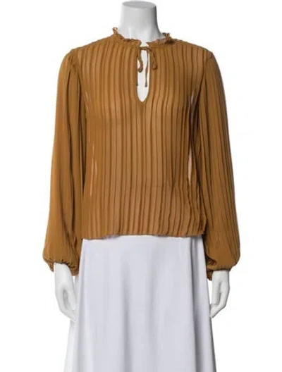 Pre-owned Frame Tie Neck Long Sleeve Blouse In Yellow