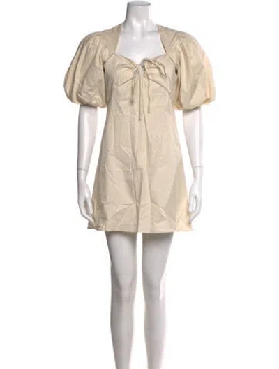 Pre-owned Frame Tie Neck Mini Dress In Neutral