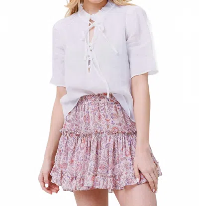 Frame Tie Neck Ruffle Popover Blouse In White