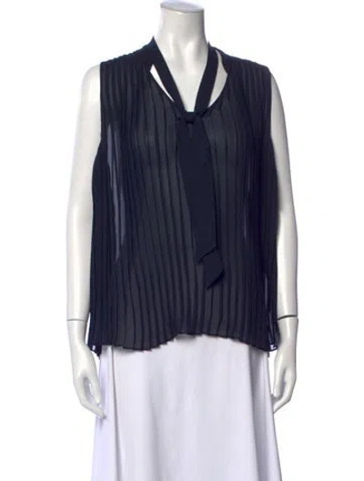 Pre-owned Frame Tie Neck Sleeveless Blouse In Blue