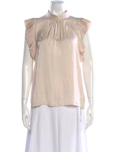 Pre-owned Frame Tie Neck Sleeveless Blouse In Neutral