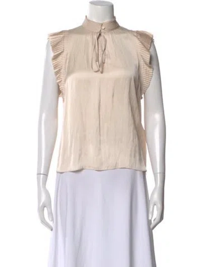 Pre-owned Frame Tie Neck Sleeveless Blouse In Neutral