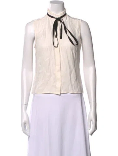 Pre-owned Frame Tie Neck Sleeveless Blouse In Neutral