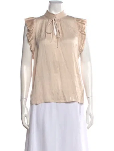 Pre-owned Frame Tie Neck Sleeveless Blouse In Neutral