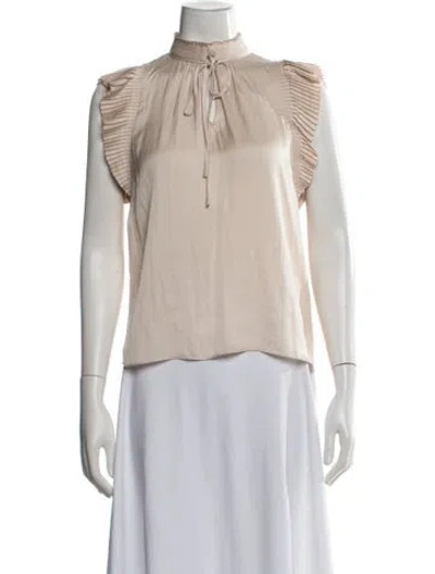 Pre-owned Frame Tie Neck Sleeveless Blouse In Neutrals