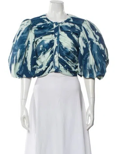 Pre-owned Frame Tie-dye Print Crew Neck Blouse In Blue