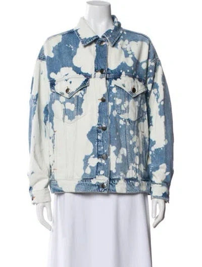Pre-owned Frame Tie-dye Print Denim Jacket In Blue