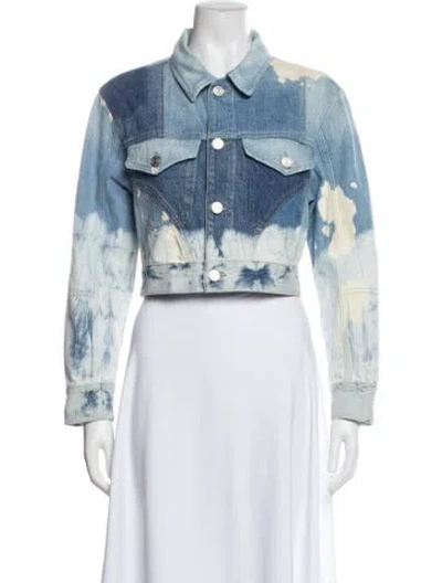 Pre-owned Frame Tie-dye Print Denim Jacket In Blue