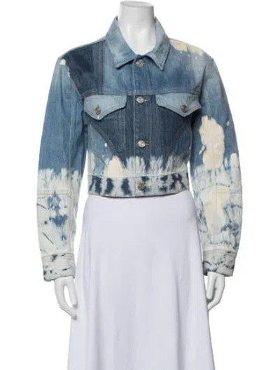 Pre-owned Frame Tie-dye Print Denim Jacket In Blue