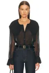 Frame Tiered Statement Blouse In Black