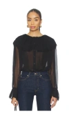 Frame Tiered Statement Blouse In Black