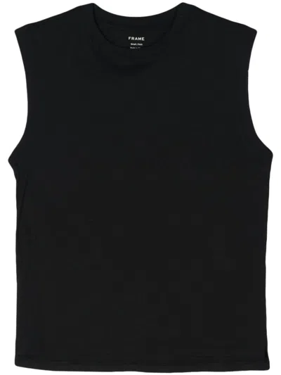 Frame Cotton Jersey Vest In Black