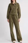 Frame Wide Leg Track Sweatpants In Surplus In Green