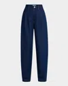 Frame The Trapunto Topstitched High-rise Wide-leg Organic Jeans In Rinse
