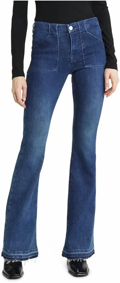 Frame Trapunto St. Le High Flare Jeans In Aurora In Blue