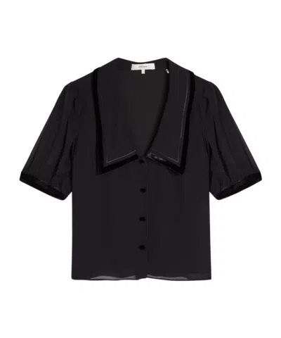 Frame Trim Silk-chiffon Blouse In Black