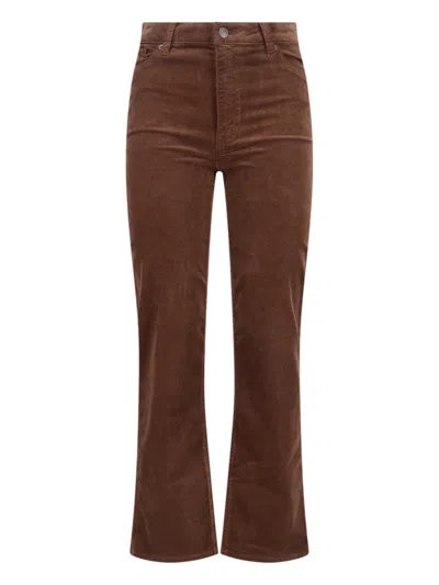 Frame Le Sleek Corduroy Ankle Straight Leg Pants In Brown