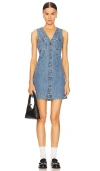 Frame The Studded A-line Denim Minidress In Delaware