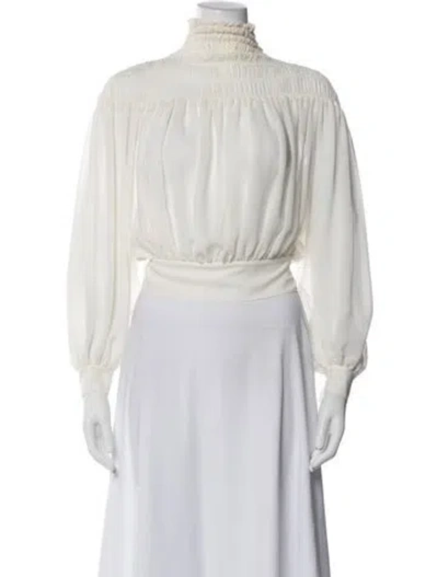 Pre-owned Frame Turtleneck Long Sleeve Blouse In White