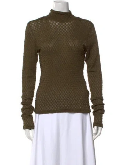 Pre-owned Frame Turtleneck Long Sleeve Top In Green