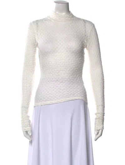 Pre-owned Frame Turtleneck Long Sleeve Top In White