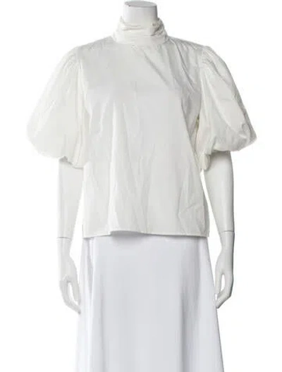 Pre-owned Frame Turtleneck Short Sleeve Blouse In White