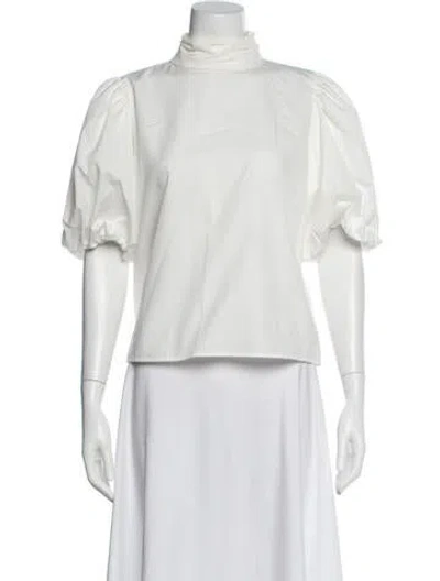 Pre-owned Frame Turtleneck Short Sleeve Blouse In White