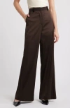Frame Tuxedo Stripe Wide Leg Pants In Espresso
