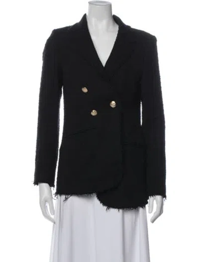 Pre-owned Frame Tweed Pattern Blazer In Black