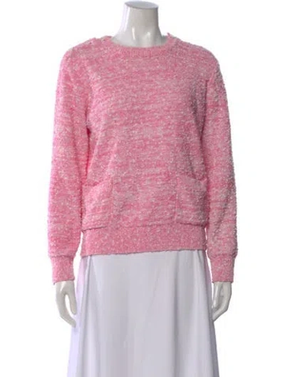 Pre-owned Frame Tweed Pattern Crew Neck Sweater In Pink