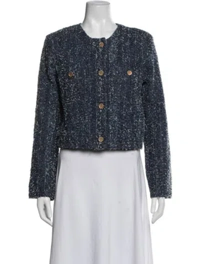 Pre-owned Frame Tweed Pattern Jacket In Blue