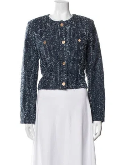 Pre-owned Frame Tweed Pattern Jacket In Blue