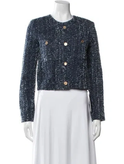 Pre-owned Frame Tweed Pattern Jacket In Blue
